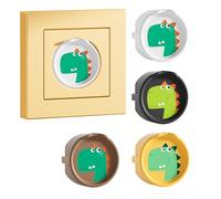 CBRVTY Lot de 4 cache-prises de type F avec dinosaure, couvercle décoratif en silicone, empêche le contact des enfants, protection de prise (4 couleurs dinosaures)