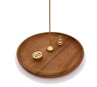 CBRVTY Porte-encens 4 en 1 en Bois, 15 cm de Diamètre, Grand Cendrier, Porte-encens en Forme de Goutte, Citrouille, Cylindrique en Laiton, pour Accessoires de Méditation