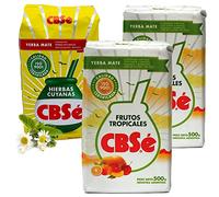 CBSé Yerba Maté avec Fruits Tropicaux 2x0.5 kg + CBSé Yerba Maté Herbes de Cuyan 0.5 kg |Thé maté d'Argentine | Boisson revigorante et énergisante