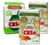 CBSé Yerba Maté avec Fruits Tropicaux 2x0.5 kg + CBSé Yerba Maté Silhouette 0.5 kg |Thé maté d'Argentine | Boisson revigorante et énergisante