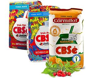 CBSé Yerba Maté Guaraná 2x0.5 kg + CBSé Yerba Maté Silhouette avec d'Orange 0.5 kgThé maté d'Argentine Boisson revigorante et énergisante