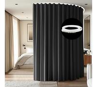 cbsroro Rideaux de séparation de pièce montés au Plafond - Rideaux occultants Extra Larges - Rails Flexibles pour Chambre à Coucher, séparateur d'intimité - 1 Panneau Noir et Rail Blanc - 2,6 x 2,1 m