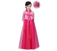 CBTRFASHION Costume coréen Hanbok pour fille (8-9 ans (140 cm), rouge et rose