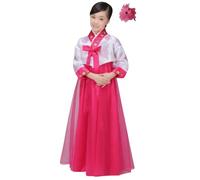 CBTRFASHION Hanbok Costume coréen pour filles (5-6 ans (120 cm), rose foncé