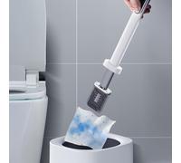 CBUCKS Brosse WC jetable - Tête en silicone, fixation mains libres avec lingette humide, nettoyage facile et sans désordre