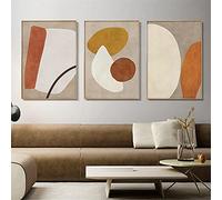 cbVdfhndsgv Abstrait Géométrie Mur Art Affiche Couleur Bloc Art Impression Beige Orange Jaune Toile Peinture Boho Photos Moderne Décoration de La Maison 50x70cmx3 Sans Cadre