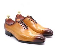 CBVVQFB Chaussures Oxford classiques en cuir pour homme - Chaussures habillées respirantes et décontractées, parfaites pour les mariages, les fêtes et les événements d'affaires, jaune-42