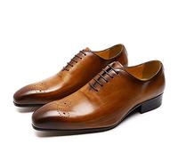 CBVVQFB Chaussures Oxford classiques en cuir pour homme - Chaussures habillées respirantes et décontractées, parfaites pour les mariages, les fêtes et les événements d'affaires, marron-45
