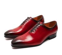 CBVVQFB Chaussures Oxford classiques en cuir pour homme - Chaussures habillées respirantes et décontractées, parfaites pour les mariages, les fêtes et les événements d'affaires, rouge-43