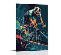 CBWVUWHJW Affiche de sport avec contour de cycliste aux couleurs plates, formes géométriques, décoration murale à la mode - Poster d'art à suspendre et peinture murale 40 x 60 cm