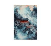 CBWVUWHJW Peinture minimaliste de temple taoïste pour murs de salle de méditation - Décoration murale tendance - Poster d'art à suspendre et peinture murale - 50 x 75 cm