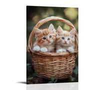CBWVUWHJW Poster d'animaux de compagnie ludiques et adorables chatons dans un panier - Décoration murale tendance à suspendre - 60 x 90 cm