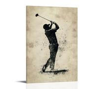 CBWVUWHJW Poster de sport Illustration d'encre de golf avec fond aquarelle subtil Décoration murale à la mode - Poster d'art à suspendre et peinture murale 20 x 30 cm