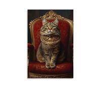CBWVUWHJW Poster élégant avec chats royaux sur le trône de velours - Décoration murale tendance à suspendre - 50 x 75 cm