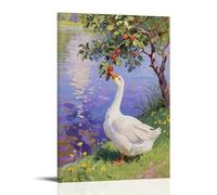CBWVUWHJW Poster mural à suspendre avec inscription « A Goose on the Shore, Stretching Its Neck to Peck Fruits from The Tree » - 20 x 30 cm