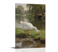 CBWVUWHJW Poster mural à suspendre avec inscription « A Goose Stretching Its Neck to Peck Grass on The Shore, Body Leaning Forward » - 20 x 30 cm