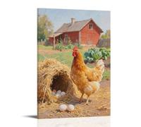 CBWVUWHJW Poster mural à suspendre avec inscription « A Hen Beside The Chicken Coop, Making Clucking Calls » - 20 x 30 cm