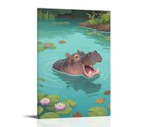 CBWVUWHJW Poster mural à suspendre avec inscription « A Hippopotamus Soaking in The River Only Head And Back » - 40 x 60 cm