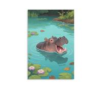 CBWVUWHJW Poster mural à suspendre avec inscription « A Hippopotamus Soaking in The River Only Head And Back » - 20 x 30 cm