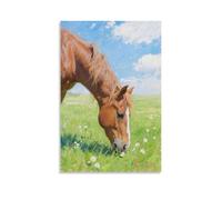 CBWVUWHJW Poster mural à suspendre avec inscription « A Horse on the Grass, Lowering Its Head to Eat Tender Grass » - 50 x 75 cm