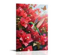 CBWVUWHJW Poster mural à suspendre avec inscription « A Hummingbird Staying Among Flowers, Wings Flapping Rapidly » - 50 x 75 cm