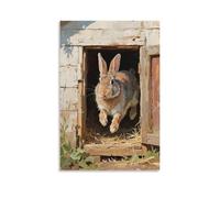 CBWVUWHJW Poster mural à suspendre avec inscription « A Rabbit Jumps, Hiding in The Hutch » - 60 x 90 cm