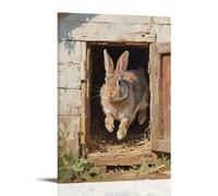 CBWVUWHJW Poster mural à suspendre avec inscription « A Rabbit Jumps, Hiding in The Hutch » - 60 x 90 cm