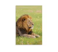 CBWVUWHJW Poster mural à suspendre avec un lion sur la prairie, balayage autour de la mode, 20 x 30 cm