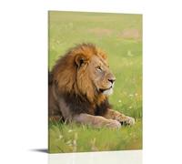 CBWVUWHJW Poster mural à suspendre avec un lion sur la prairie, balayage autour de la mode, 60 x 90 cm