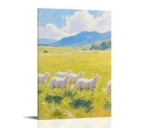 CBWVUWHJW Poster mural tendance à suspendre A Sheep on the Grassland, Running with its Companions 40 x 60 cm