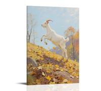 CBWVUWHJW Poster mural tendance à suspendre avec inscription « A Goat Jumping on The Hillside », « Hooves Crushing Fallen Leaves », 20 x 30 cm