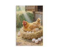 CBWVUWHJW Poster mural tendance à suspendre avec inscription « A Hen in The Chicken Coop, quietly incubating eggs » (50 x 75 cm)