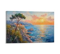 CBWVUWHJW Poster mural tendance à suspendre Paysage - Coucher de soleil sur la côte méditerranéenne - 40 x 60 cm