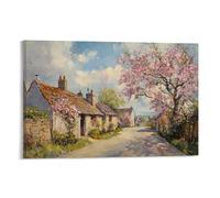 CBWVUWHJW Poster mural tendance à suspendre Paysage - Fleurs printanières dans un village anglais calme - 50 x 75 cm