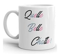 CC Boutique Mug humour chat quel belle chatte à quoi tu pensais idée cadeau tasse drôle Noël Fête Anniversaire femme amie, collègue, famille