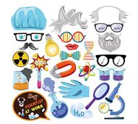 CC HOME Lot de 25 accessoires de photomaton scientifique pour laboratoire scientifique, décorations de fête sur le thème de la science, fournitures essentielles avec bâtons et colles