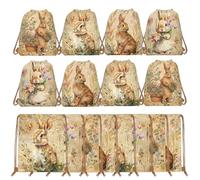 CC HOME Lot de 8 sacs à dos de gym de Pâques - Motif lapin de Pâques - Réutilisables - Sacs cadeaux de fête pour vacances, anniversaire, accessoires de fête - 30 x 25 cm
