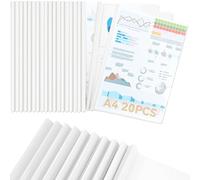 CC ODDHOME 20 Pièces Reliure Dossier, Transparent Reliure Dossier Baguette, Largeur de Dos 10 mm - Capacité 90 Feuilles, Baguette Reliure A4 pour École Bureau Accueil Resume Documents, Blanc, A4
