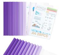 CC ODDHOME Lot de 20 Reliure Dossier, Transparent Reliure Dossier Baguette, Largeur de Dos 10 mm - Capacité 90 Feuilles, pour École Bureau Accueil Resume Documents, Violet