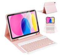 CC Store Clavier pour iPad 10e génération 2022/11 génération A16 2025 (10,9/11 pouces), QWERTY espagnol Ñ, Bluetooth magnétique avec support pour stylo. Étui clavier pour iPad 10/11 Gen Rose