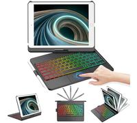 CC Store Clavier pour iPad 9eme /8eme/7eme Gen (10.2") Con 7 RGB Couleurs& Réveil/Veille Automatique, Clavier de Type Ordinateur Portable avec pavé Tactile de précision, Français AZERTY, Noir