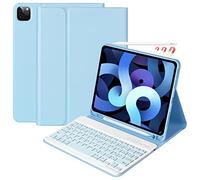 CC Store Clavier pour iPad Air 11" M3 2025/M2 2024, Air 5 2022/Air 4 2020, Pro 11 4-1Gen, Coque avec Keyboard Français, Clavier Bluetooth Magnétique Détachable avec Fente pour Stylo, Bleu Clair