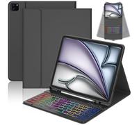CC Store Clavier pour iPad Air 13 Pouces M3 2025/M2 2024, iPad Pro 12,9 Pouces 6/5/4/3 Gen, Clavier Bluetooth Amovible Magnétique avec éclairage 7 Couleurs et Support pour Stylet, Disposition QWERTZ
