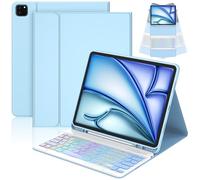 CC Store Clavier pour iPad Air 13 Pouces M3 2025/M2 2024, iPad Pro 12,9 Pouces 6/5/4/3 Gen, Clavier Bluetooth Amovible Magnétique avec éclairage 7 Couleurs et Support pour Stylet, Disposition QWERTZ