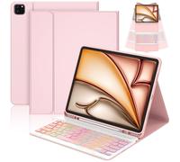 CC Store Clavier pour iPad Air 13 Pouces M3 2025/M2 2024, iPad Pro 12,9 Pouces 6/5/4/3 Gen, Clavier Bluetooth Amovible Magnétique avec éclairage 7 Couleurs et Support pour Stylet, Disposition QWERTZ