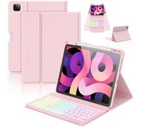 CC Store Coque avec Clavier pour iPad Air 11" M3 2025/M2 2024, Air 5/4 2022/2020, iPad Pro 11" 4/3/2/1Gen, Clavier Rétroéclairage 7 couleurs Bluetooth Magnétique Détachable avec Fente pour Stylo, Rose