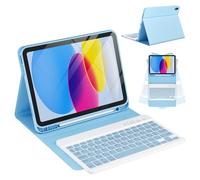 CC Store Coque Clavier pour iPad 10/11 Ème Generation (10.9 Pouces 2022/11 Pouces A16 2025), Étui Français Magnétique Keyboard avec Porte Crayon, AZERTY Layout pour iPad 10/11eme, Bleu Clair