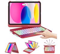 CC Store Étui avec clavier tactile pour iPad 10e génération 10,9" 2022, touches multi-touch et rétroéclairées, rotation à 360° et porte-crayon, étui avec clavier trackpad rétroéclairé pour iPad 10e