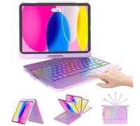 CC Store Étui avec clavier tactile pour iPad 10e génération 10,9" 2022, touches multi-touch et rétroéclairées, rotation à 360° et porte-crayon, étui avec clavier trackpad rétroéclairé pour iPad