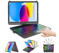 CC Store Étui avec clavier tactile pour iPad 10e génération 10,9" 2022, touches multi-touch et rétroéclairées, rotation à 360° et porte-crayon, étui avec clavier trackpad rétroéclairé pour iPad 10,9"